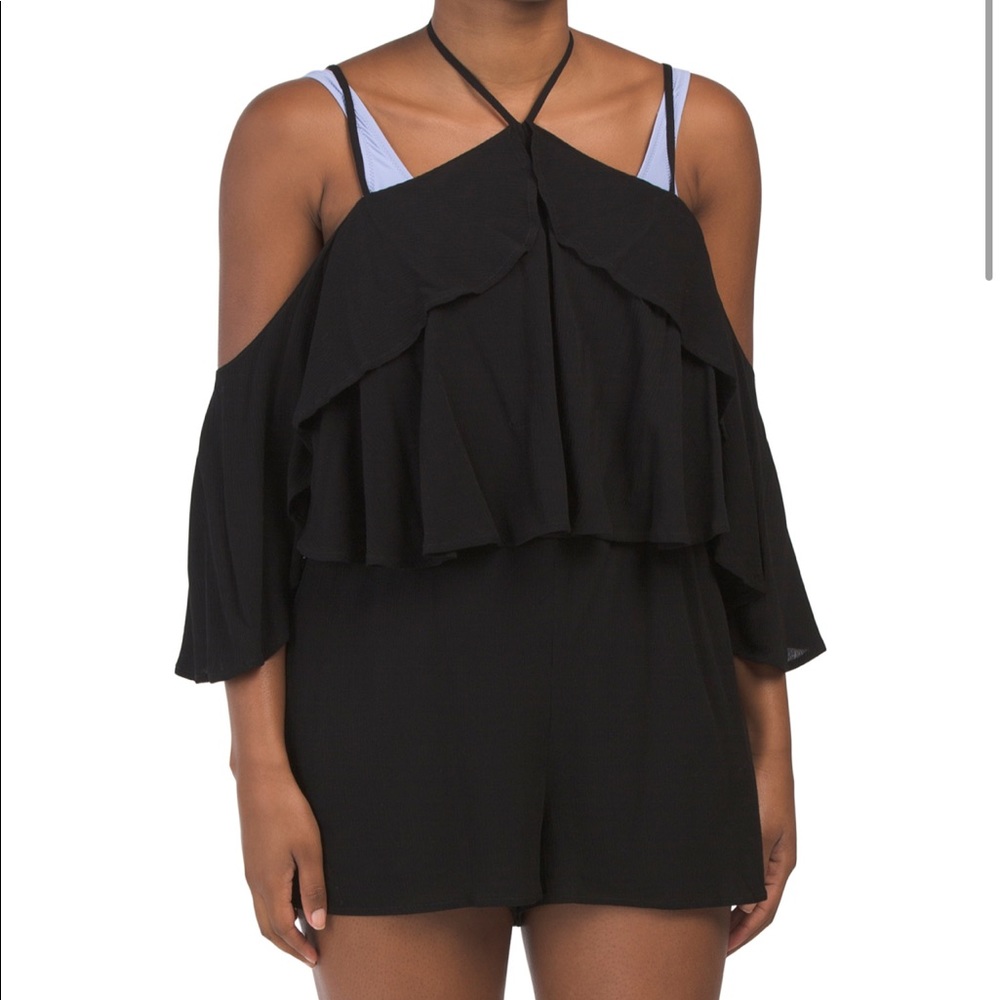 L*space black RUFFLE TRIM WOVEN ROMPER - Picture 3 of 9